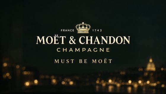 The Moët & Chandon end card over soft city lights